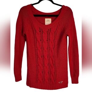 Hollister Red Knitted Sweater, Winter Sweater, Size Small